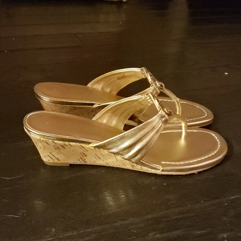 Lilly Pulitzer NWOT Gold Wedge McKim Sandals 8